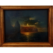 Картина Восход луны Ломанш В.Г 1994 год ( размер в рамке 35 на 27 см)