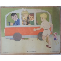 Наглядное пособие для детских садов ЕДЕМ В АВТОБУСЕ 1969 год ( 72 на 56 см) 