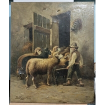 Старинная европейская картина под реставрацию (60 на 50 см)